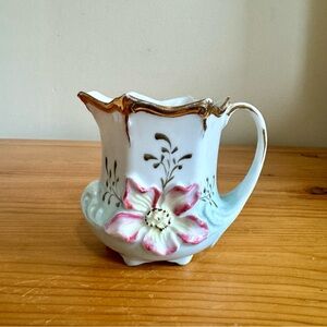 Antique 1800s Victorian Tea Cup Creamer Demitasse Floral Colorful Gilded Gold